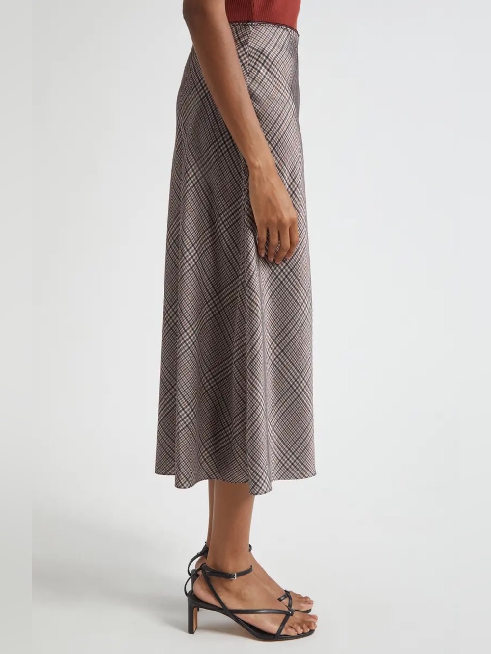 Vince Pressed Plaid Satin Slip Skirt from Nordstrom - Picture 6 of 14